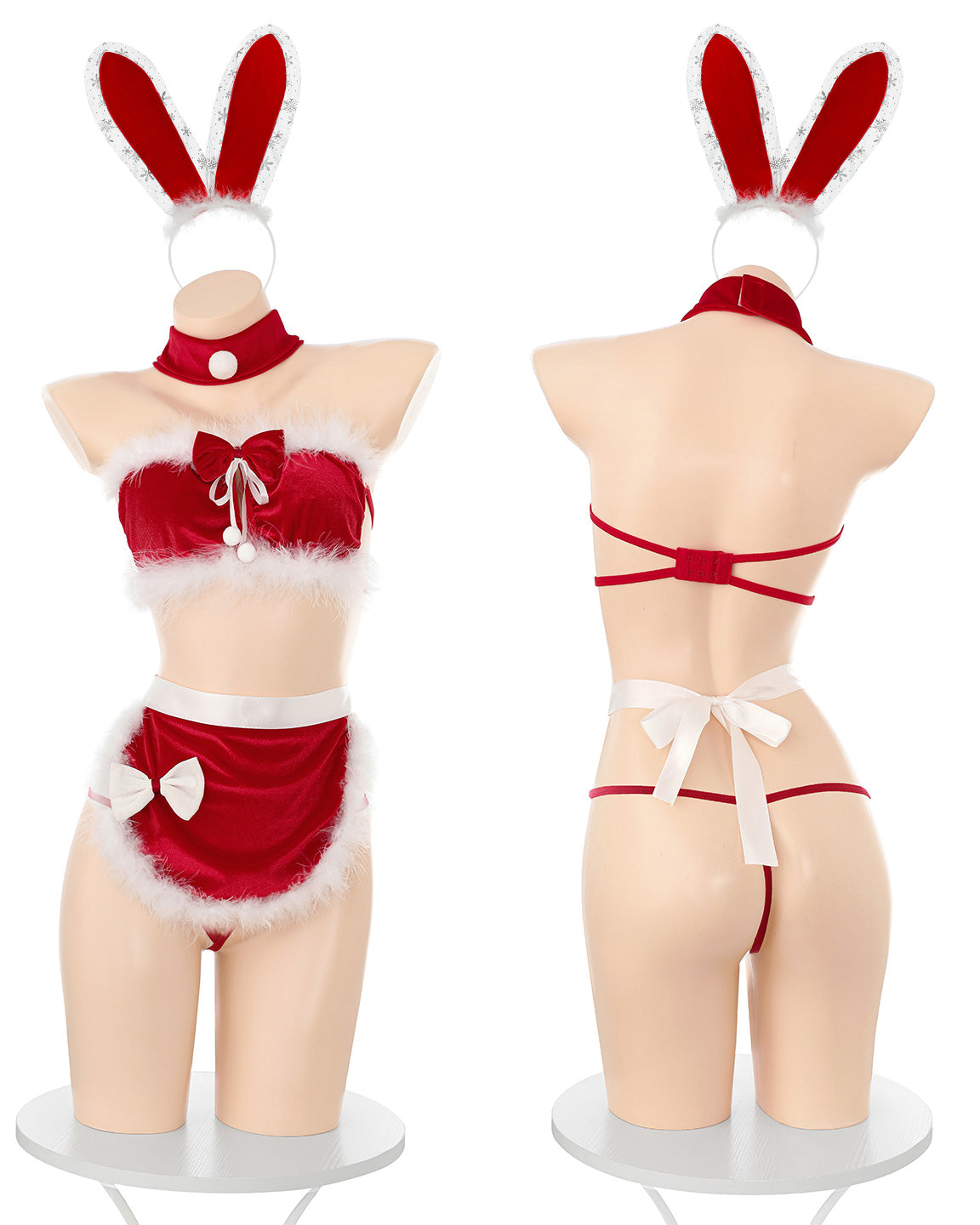 聖誕純欲絲絨兔女僕套裝