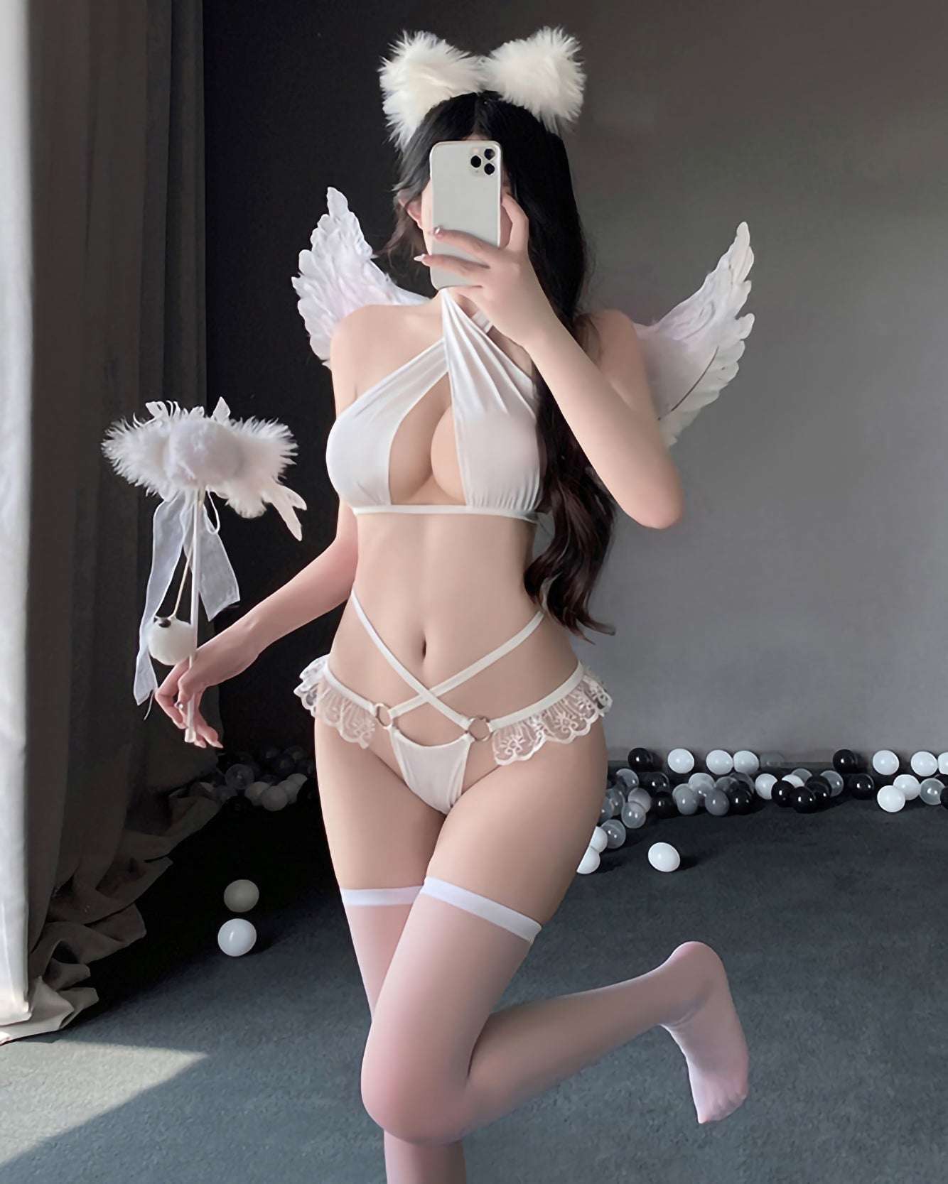 純欲誘惑交叉系帶三點式(白) BestCouple HongKong