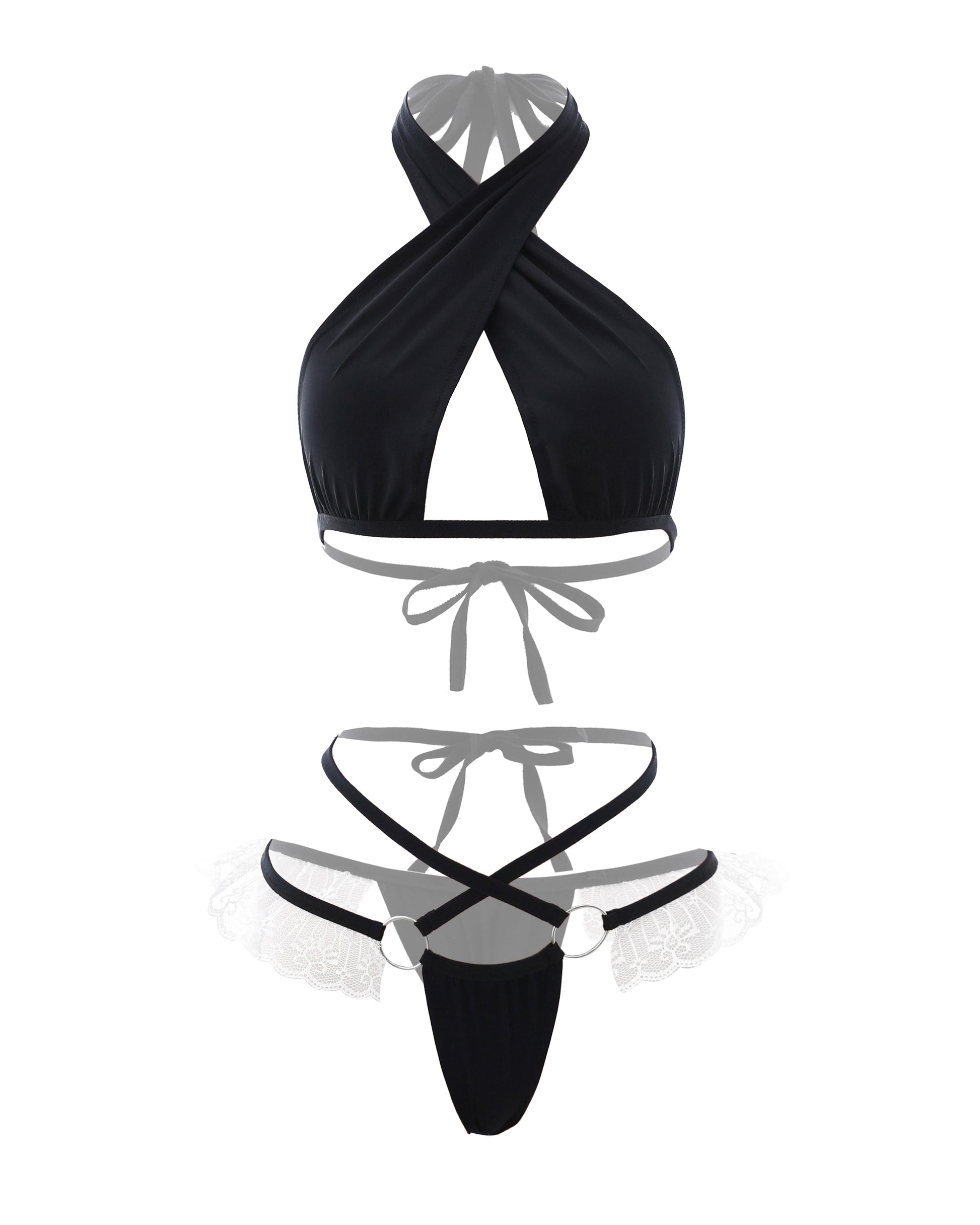 純欲誘惑交叉系帶三點式(黑) BestCouple HongKong