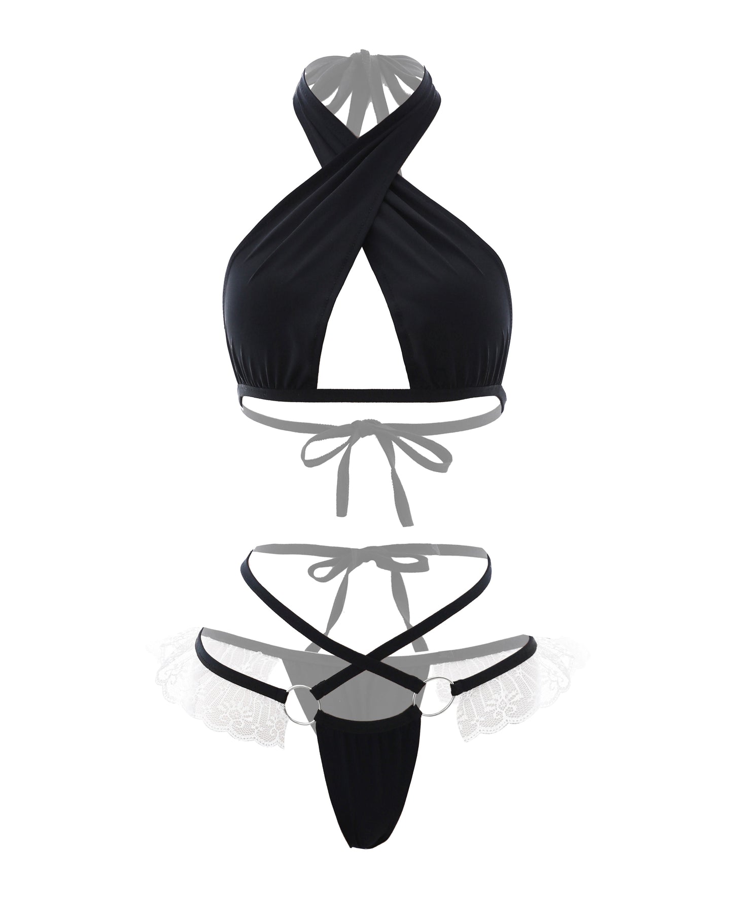 純欲誘惑交叉系帶三點式(白) BestCouple HongKong