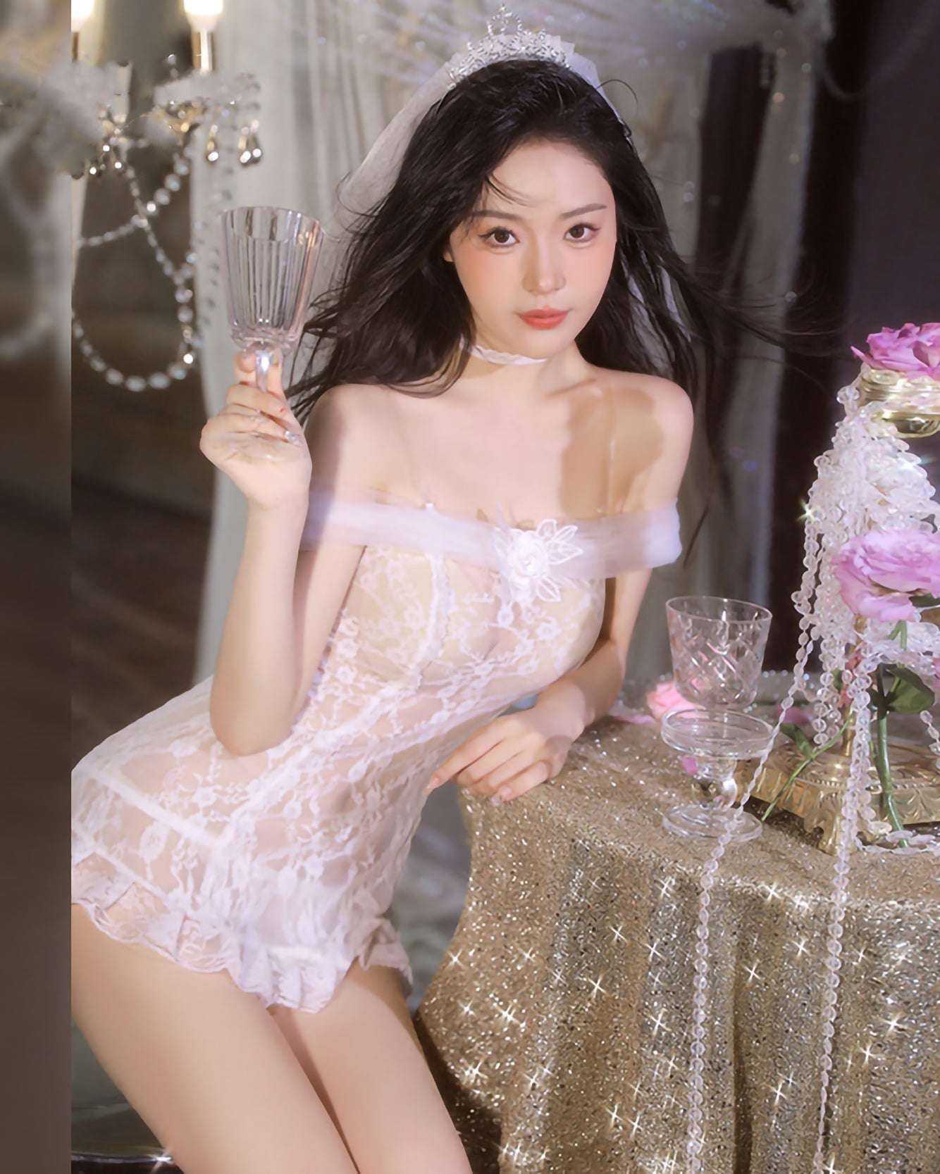透紗花蔓蕾絲新娘裝 BestCouple HongKong