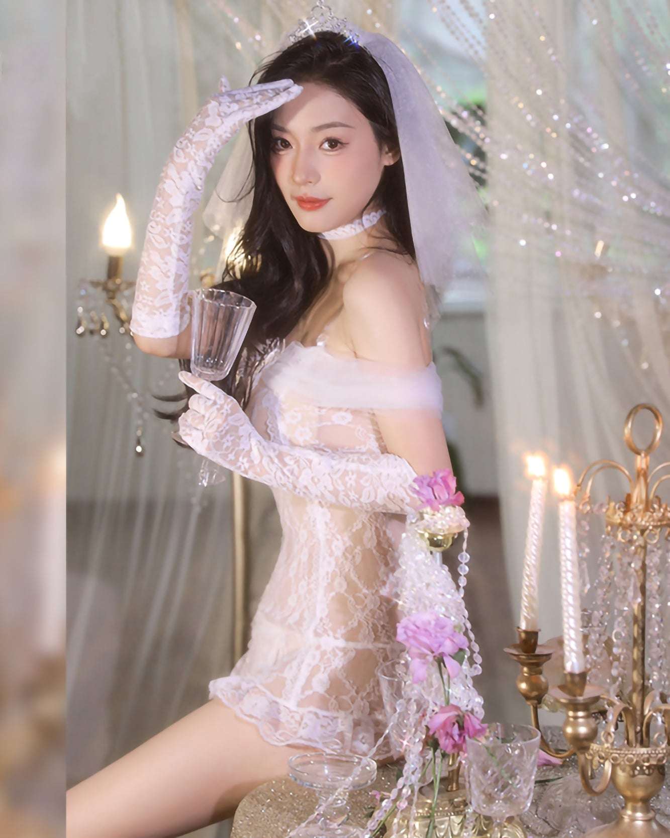 透紗花蔓蕾絲新娘裝 BestCouple HongKong