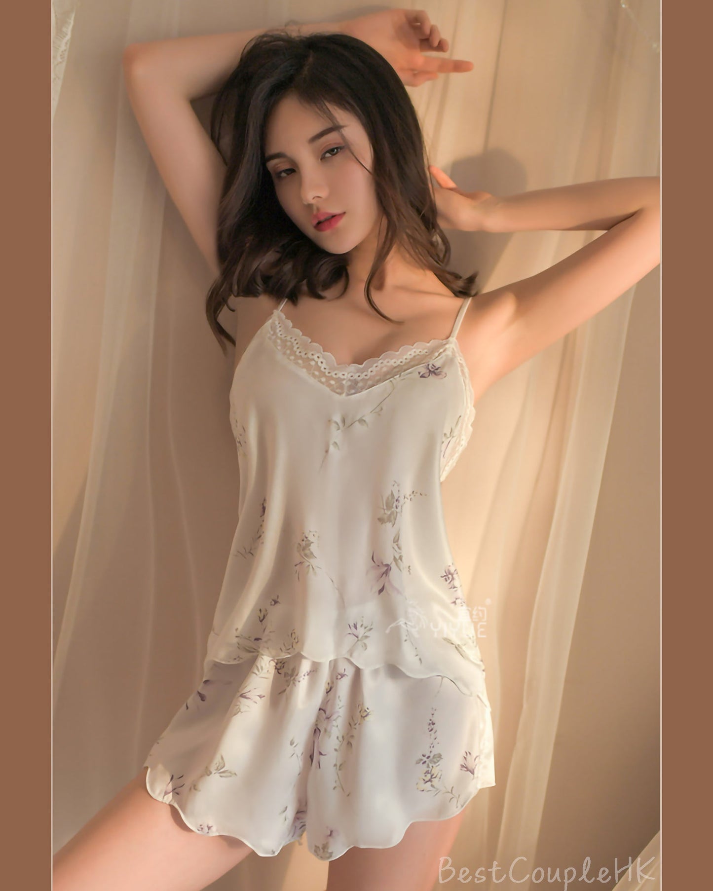 碎花睡衣套裝 白色 - 情趣內衣 BestCouple HongKong
