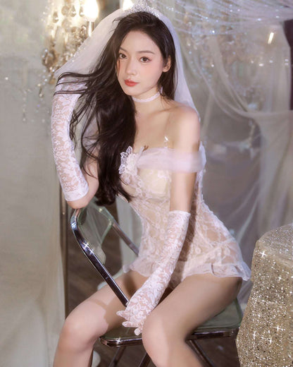 透紗花蔓蕾絲新娘裝 BestCouple HongKong