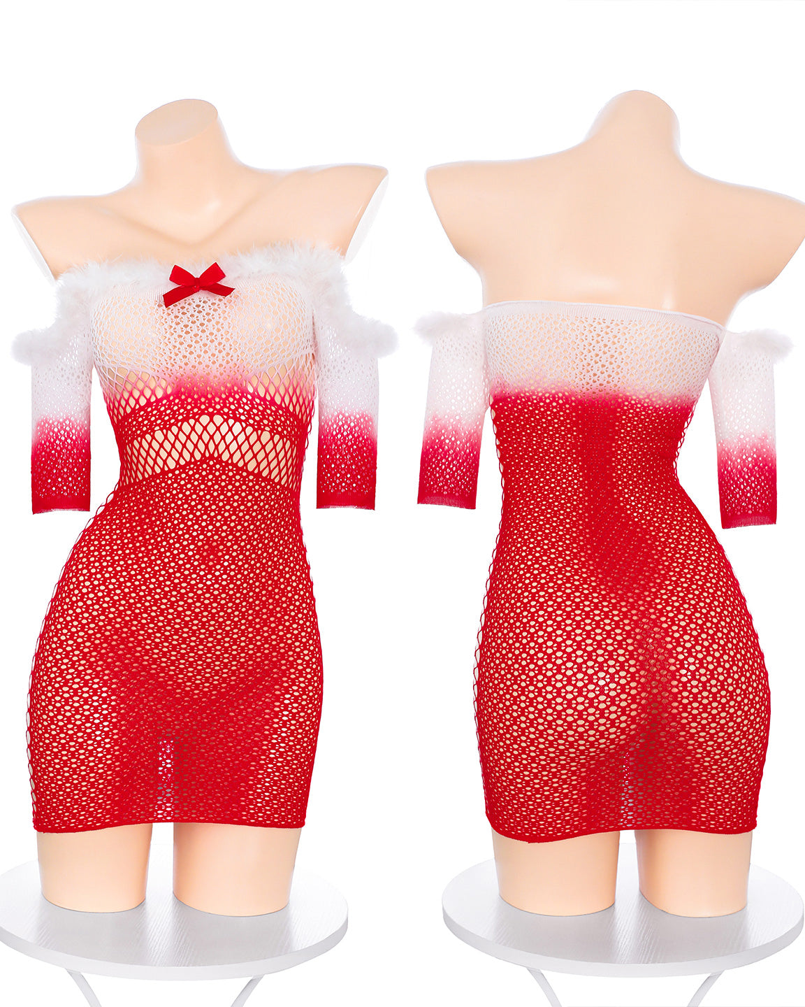 絨羽透視網衣裙套裝